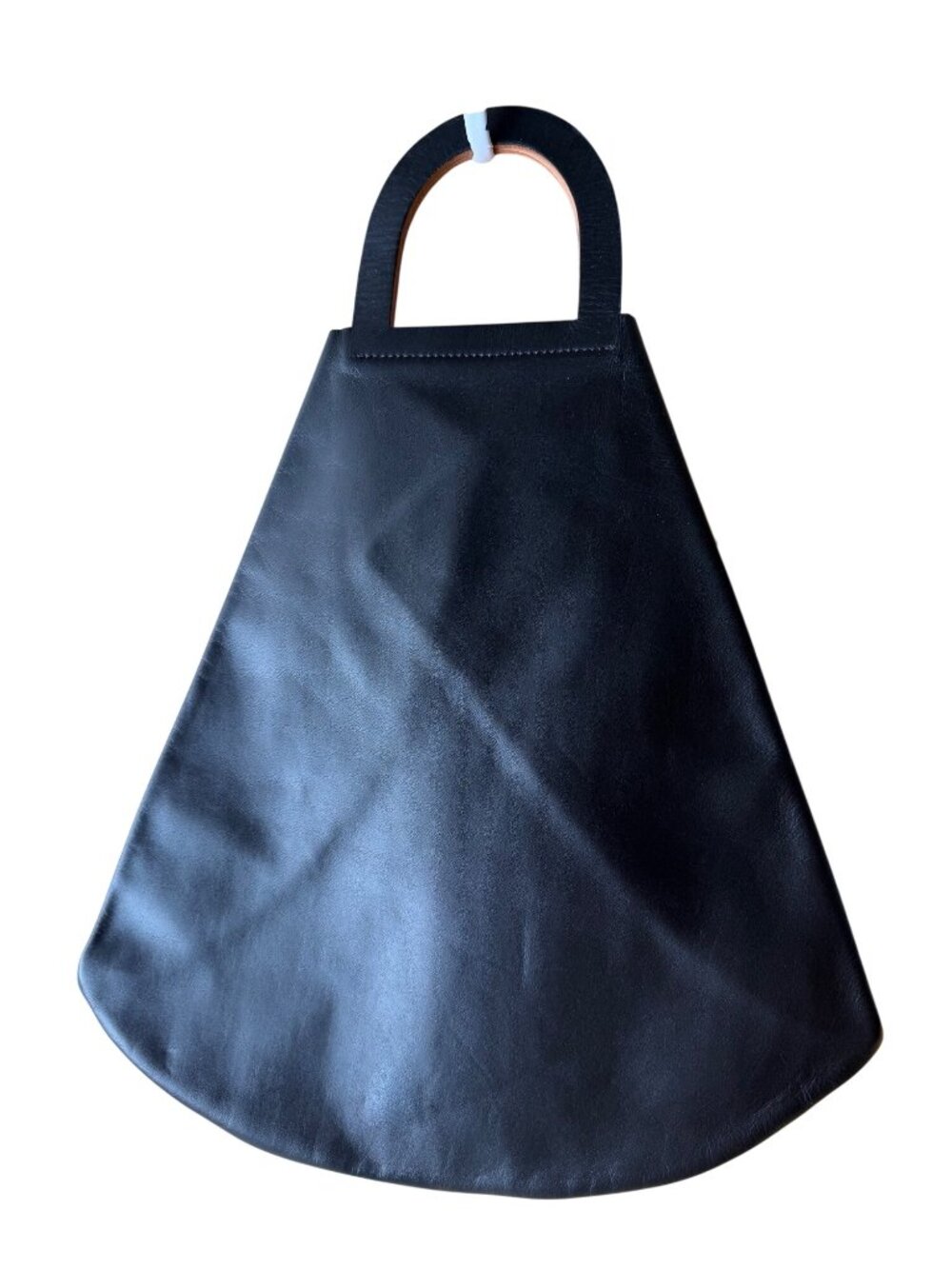 Building Block Womens Fan-shaped Expandable Stencil Bag OS Black Leather New